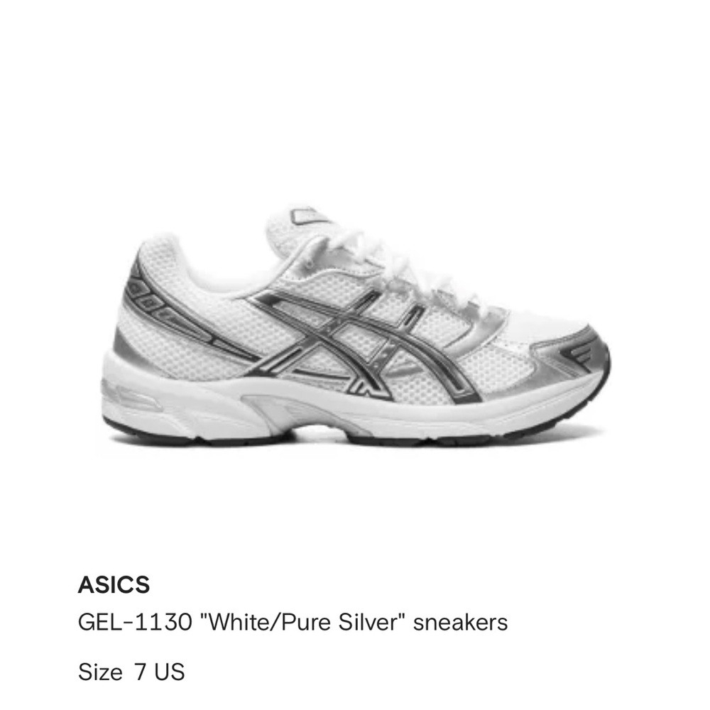 ASICS GEL-1130 White and Pure Silver Sneakers size 8.5 or 9 in WOMENS or 7 inMEN